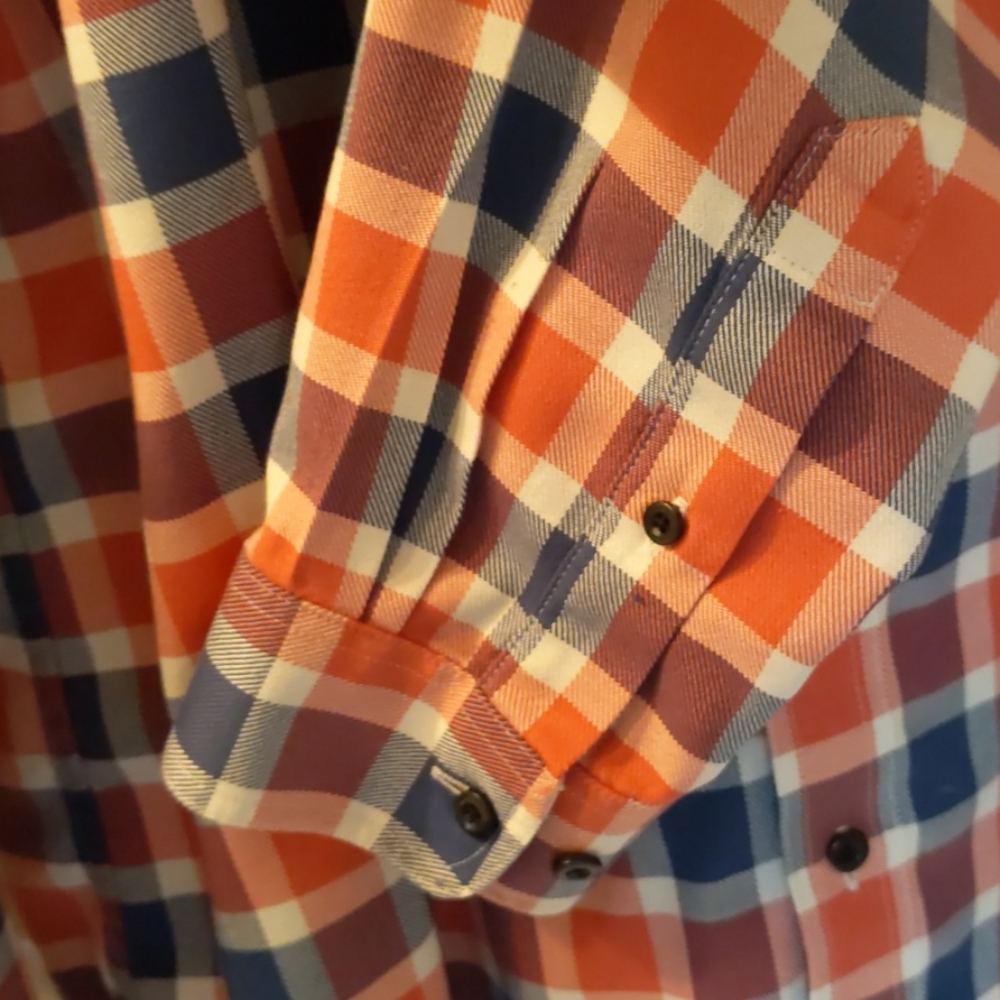 LL Bean Red White Blue Plaid Shirt L/S . Size L - Picture 7 of 11